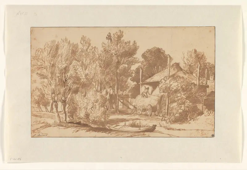 Boerderij met een hooiberg Wall Art by anonymous - High-Resolution Digital Print