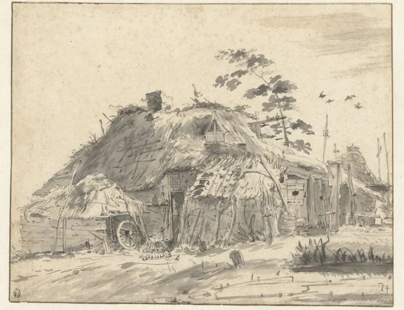 Boerderij met hooimijt Wall Art by Unknown - High-Resolution Digital Print