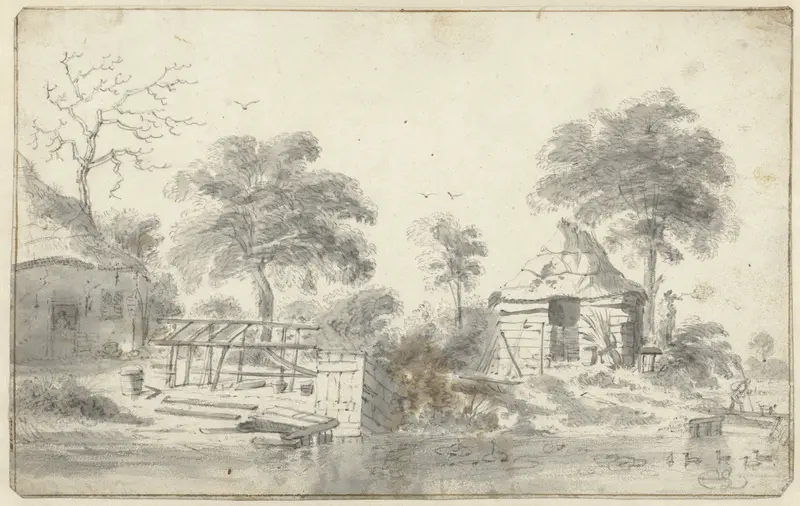 Boerderij met schuur aan het water Wall Art by Cornelis Saftleven - High-Resolution Digital Print