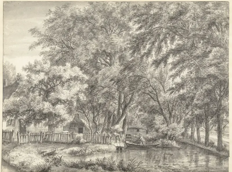 Boerderij omgeven door hoge bomen Wall Art by Anthonie Waterloo - High-Resolution Digital Print