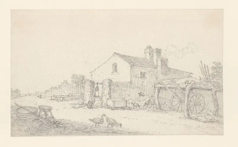 Boerderij; rechts daarvan een afdak voor een wagen Wall Art by Georges Michel - High-Resolution Digital Print