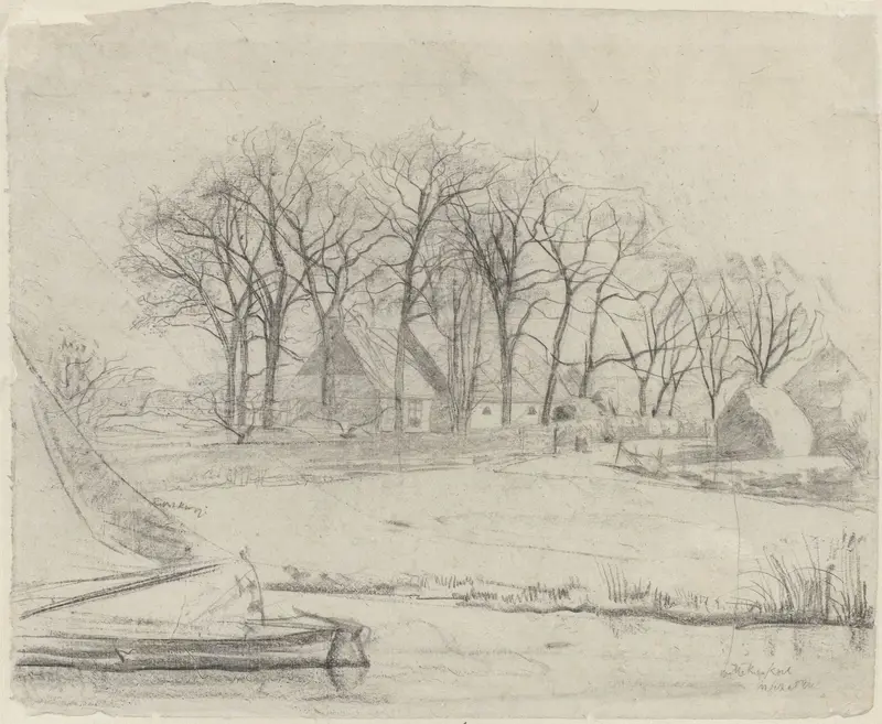 Boerderij tussen bomen, bij een vaart Wall Art by Gerrit Willem Dijsselhof - High-Resolution Digital Print