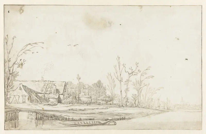 Boerderijen aan het water Wall Art by Esaias van de Velde - High-Resolution Digital Print