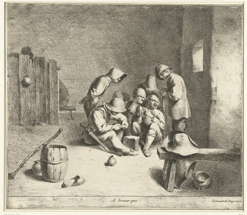 Boeren spelen kaart in een herberg Wall Art by Cornelis Pietersz. Bega - High-Resolution Digital Print