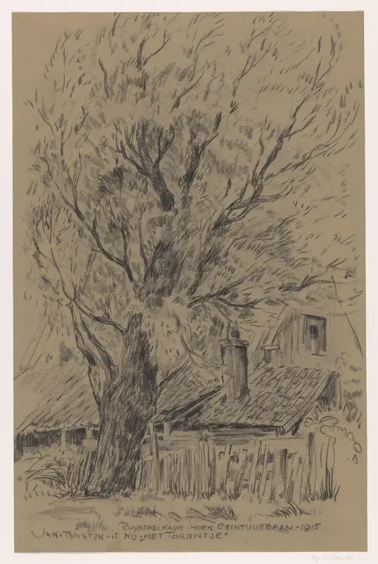 Boerenbedoening onder een hoge boom aan de zuidrand van Amsterdam Wall Art by Unknown - High-Resolution Digital Print