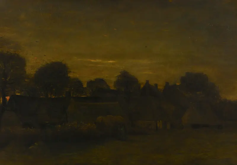 Boerendorp in de avond Wall Art by Vincent van Gogh - High-Resolution Digital Print