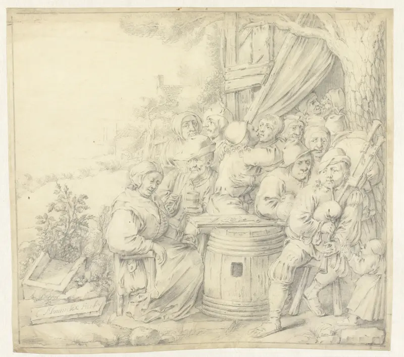 Boerendrinkgelag in de open lucht Wall Art by Cornelis Moninckx - High-Resolution Digital Print