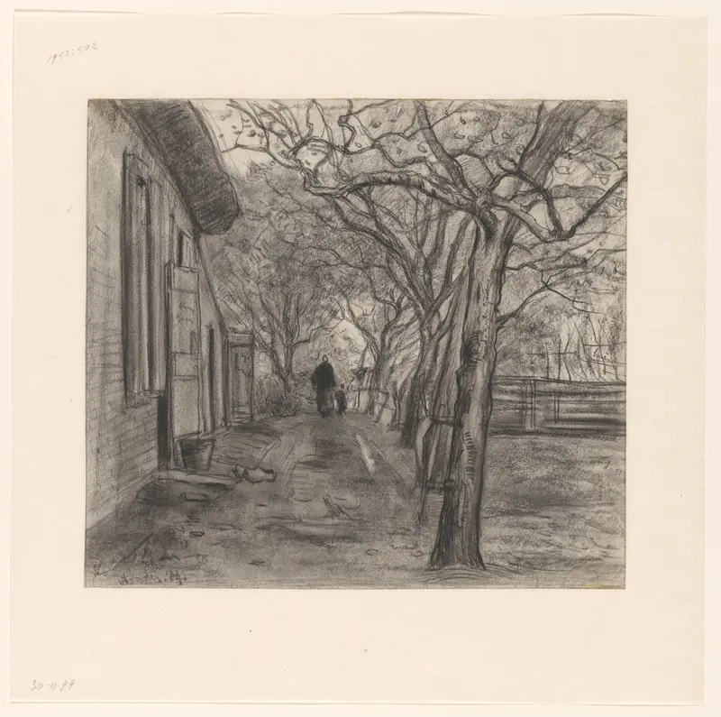 Boerenerf met bomen, vrouw en kind Wall Art by Frans Smissaert - High-Resolution Digital Print