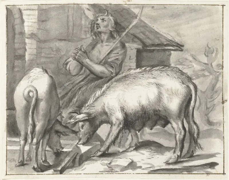 Boerenerf met gevogelte Wall Art by Moses ter Borch - High-Resolution Digital Print