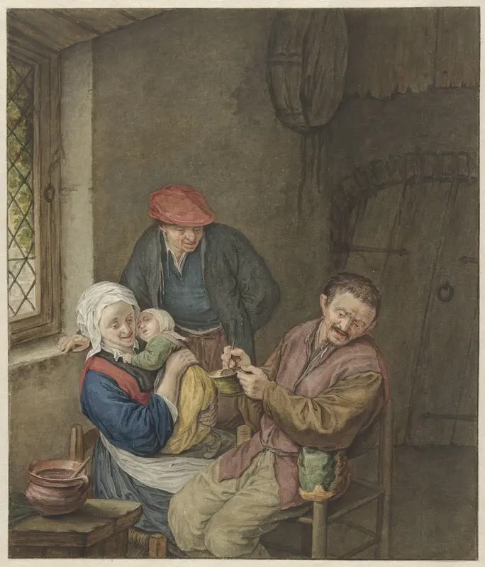Boerenfamilie in interieur Wall Art by Benjamin Wolff - High-Resolution Digital Print