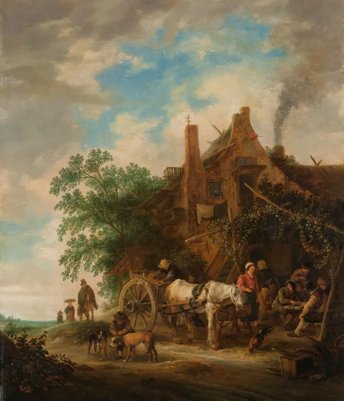 Boerenherberg met paard en wagen Wall Art by Isaac van Ostade - High-Resolution Digital Print