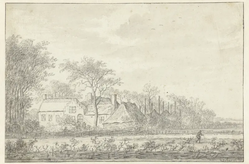 Boerenhofstede te midden van bomen gelegen Wall Art by Adriaen Hendriksz. Verboom - High-Resolution Digital Print