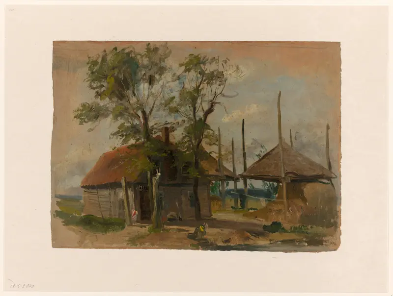 Boerenhuis met twee hooibergen Wall Art by Jan Weissenbruch - High-Resolution Digital Print
