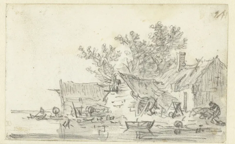 Boerenhuizen aan het water Wall Art by Jan van Goyen - High-Resolution Digital Print