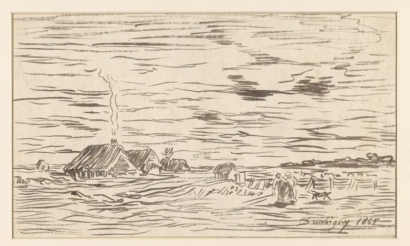 Boerenhuizen in vlak land Wall Art by Charles-François Daubigny - High-Resolution Digital Print