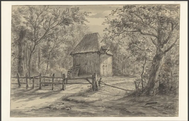 Boerenschuur in een boslandschap Wall Art by Unknown - High-Resolution Digital Print