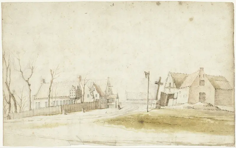 Boerenwoningen en een smidse aan een landweggetje Wall Art by Gerard ter Borch (II) - High-Resolution Digital Print