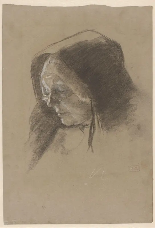 Boerin met kap en doek Wall Art by Albert Neuhuys (1844-1914) - High-Resolution Digital Print