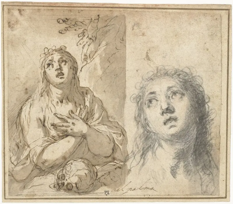 Boetvaardige Magdalena in een landschap Wall Art by Jacopo Palma (il Giovane) - High-Resolution Digital Print
