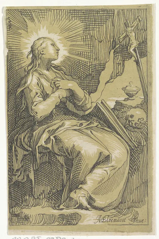 Boetvaardige Maria Magdalena in de grot voor crucifix Wall Art by Boëtius Adamsz. Bolswert - High-Resolution Digital Print