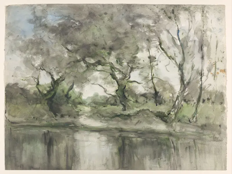 Bomen aan de waterkant Wall Art by Unknown - High-Resolution Digital Print