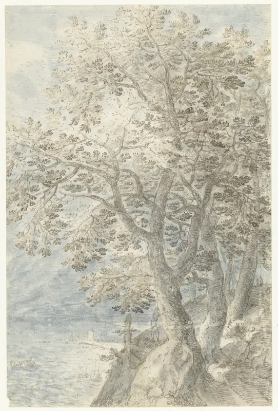 Bomen bij steile rotswand Wall Art by Unknown - High-Resolution Digital Print