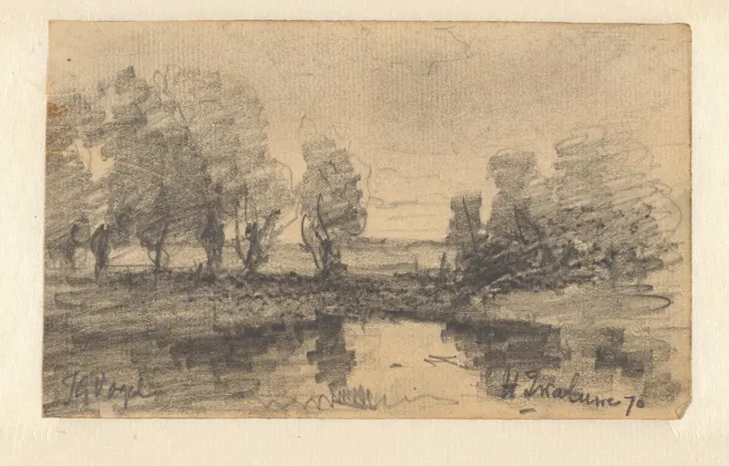 Bomen langs een waterkant bij Hooge Zwaluwe Wall Art by Unknown - High-Resolution Digital Print
