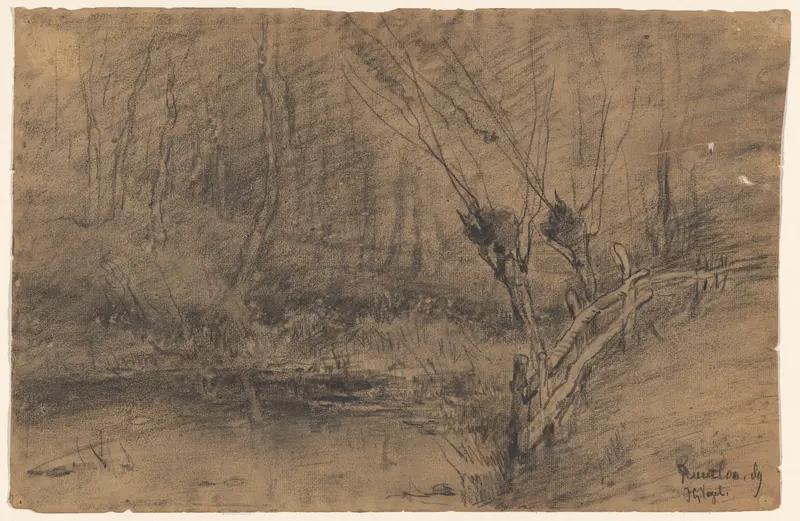 Bomen langs een waterkant te Ruurlo Wall Art by Unknown - High-Resolution Digital Print