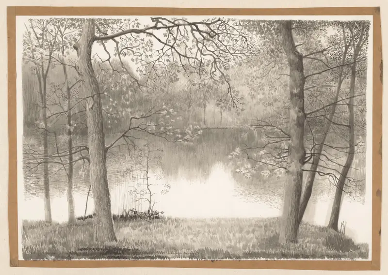 Bomen rondom een plas Wall Art by Unknown - High-Resolution Digital Print