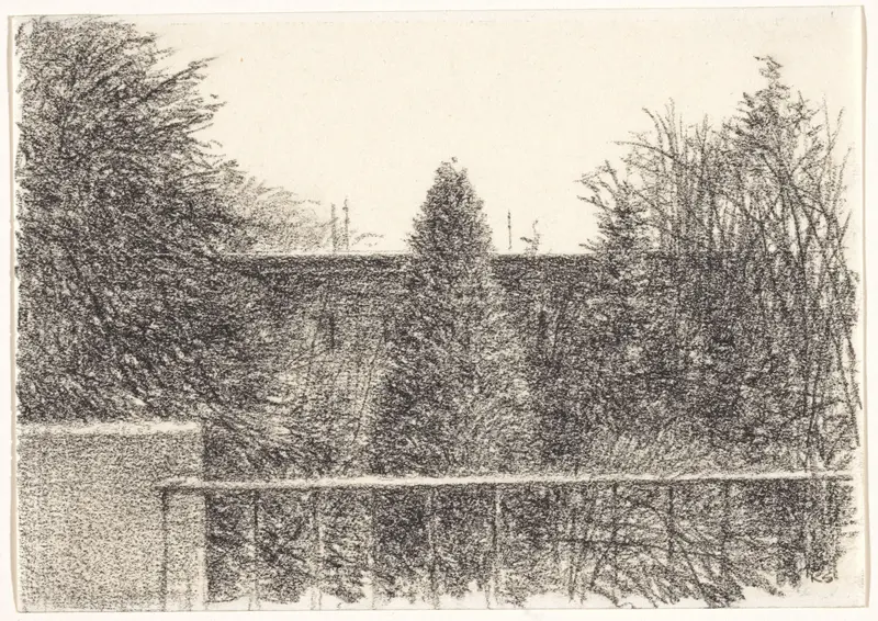 Bomen tussen bebouwing Wall Art by Kees Stoop - High-Resolution Digital Print