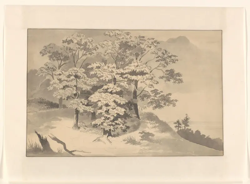 Bomengroep in een landschap Wall Art by Johannes van Reijn - High-Resolution Digital Print