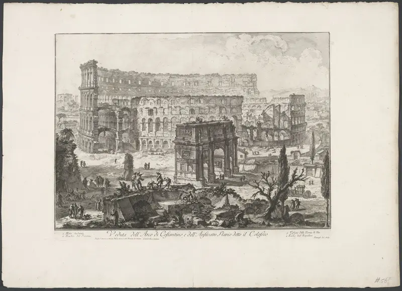 Boog van Constantijn en het Colosseum te Rome Wall Art by Unknown - High-Resolution Digital Print