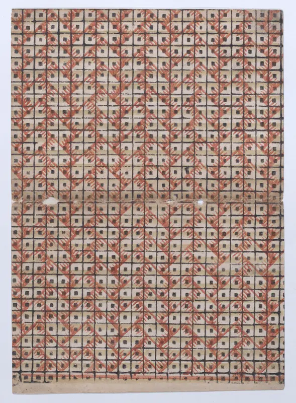 Book cover with overall grid pattern with geometric designs Wall Art by Anonymous - High-Resolution Digital Print