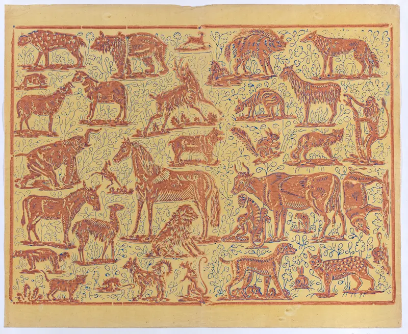 Book cover with overall pattern of animals Wall Art by Anonymous - High-Resolution Digital Print