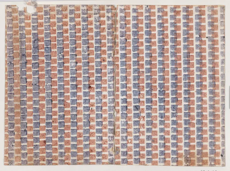 Book cover with overall pattern of blue and red squares Wall Art by Anonymous - High-Resolution Digital Print