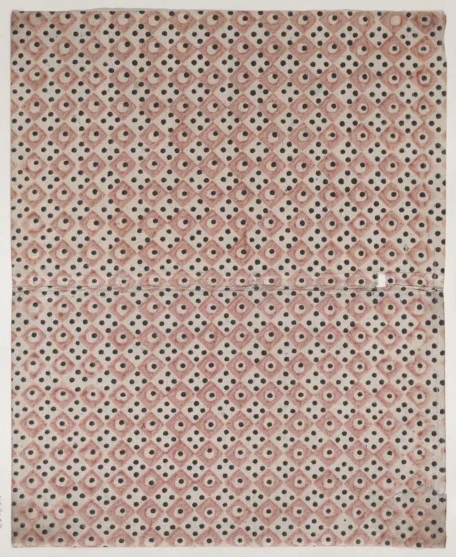 Book cover with overall pattern of red and black squares and dots Wall Art by Anonymous - High-Resolution Digital Print