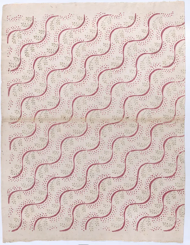 Book cover with overall red and green vine pattern Wall Art by Anonymous - High-Resolution Digital Print