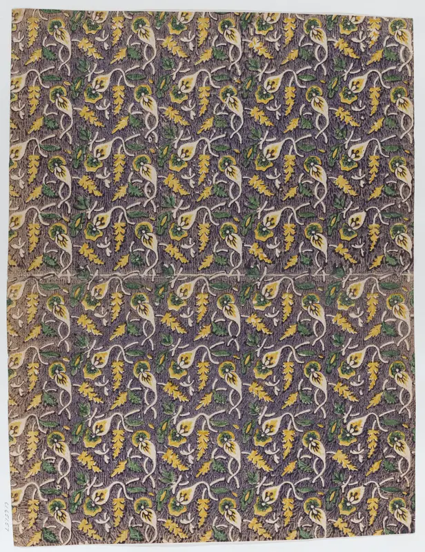 Book cover with overall yellow and green floral pattern Wall Art by Anonymous - High-Resolution Digital Print