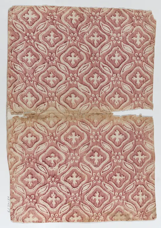 Book cover with red floral and abstract pattern Wall Art by Anonymous - High-Resolution Digital Print