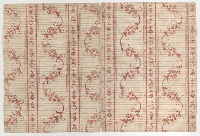 Book cover with stripe and floral pattern Wall Art by Anonymous - High-Resolution Digital Print