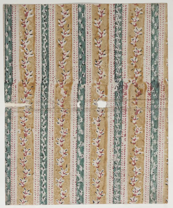 Book cover with yellow and green striped floral pattern Wall Art by Anonymous - High-Resolution Digital Print