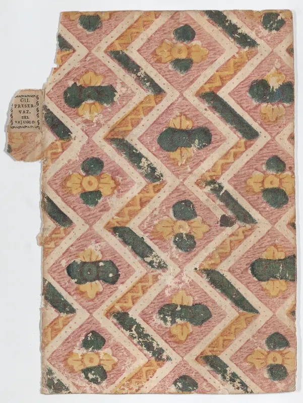 Book cover with zigzag and floral pattern Wall Art by Anonymous - High-Resolution Digital Print