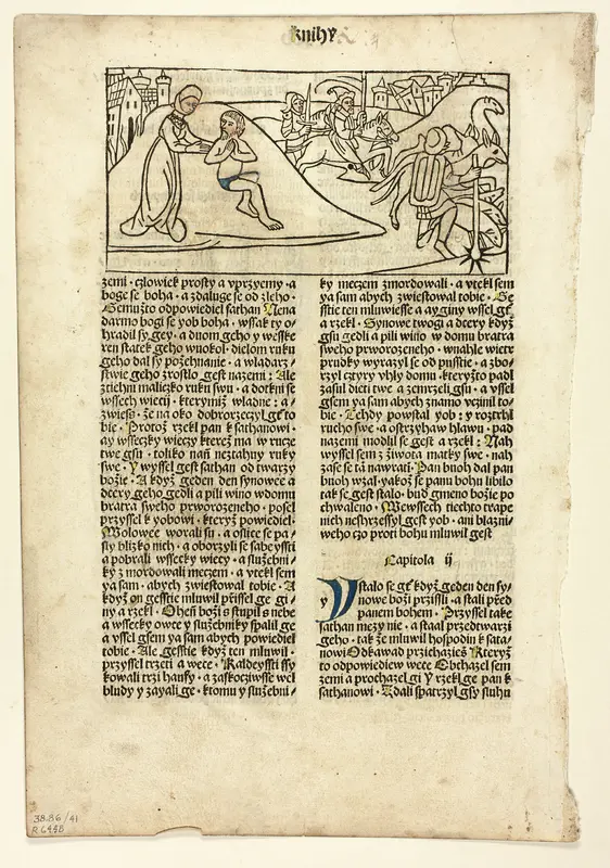 Book of Job from Biblia Bohemica (Czech Bible), Plate 41 from Woodcuts from Books of the 15th Century Wall Art by Unknown artist - High-Resolution Digital Print