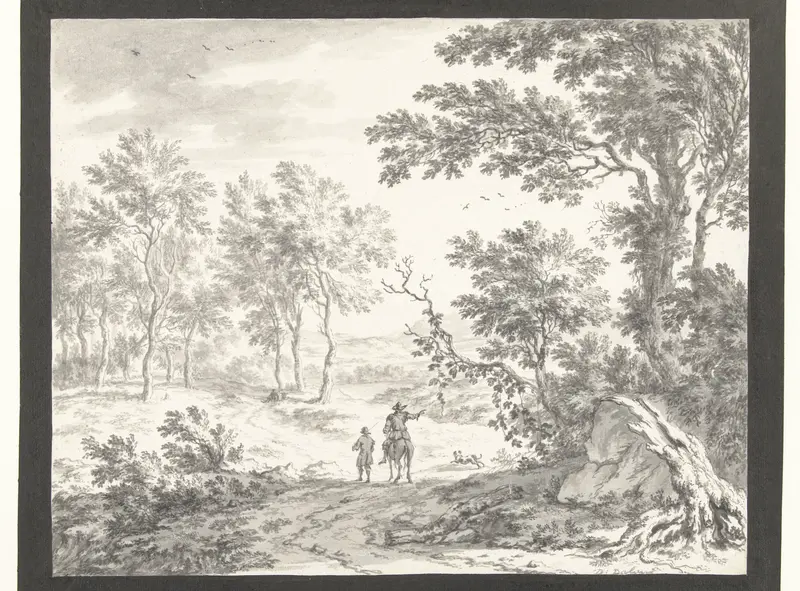 Boomrijk heuvellandschap met ruiter en knecht Wall Art by Dirck Dalens (II) - High-Resolution Digital Print