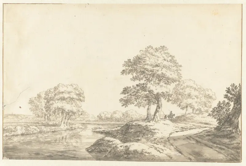 Boomrijk landschap met rivier Wall Art by Unknown - High-Resolution Digital Print