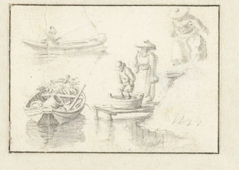 Bootje bij een steiger Wall Art by Herman Saftleven - High-Resolution Digital Print