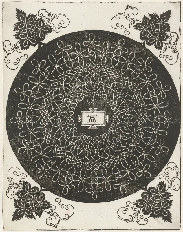 Borduurvoorbeeld met rechthoekig schildje Wall Art by Unknown - High-Resolution Digital Print