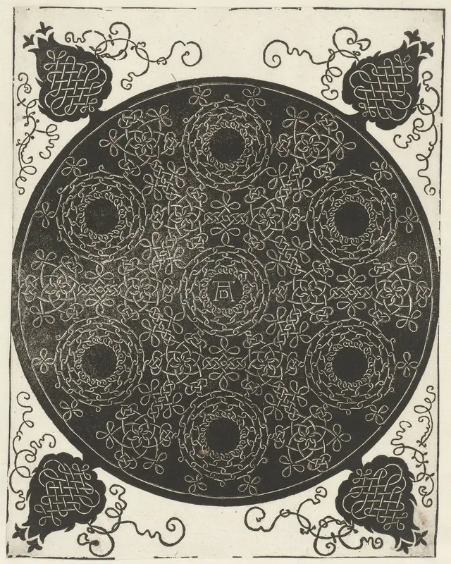Borduurvoorbeeld met zeven kransvormige motieven Wall Art by Unknown - High-Resolution Digital Print