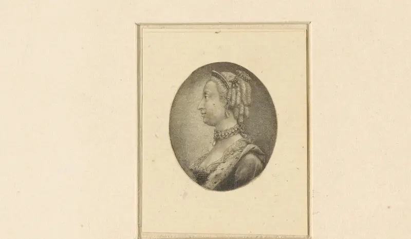 Borstbeeld in ovaal van Charlotte van Mecklenburgin, gemalin van George III van Engeland. Wall Art by anonymous - High-Resolution Digital Print
