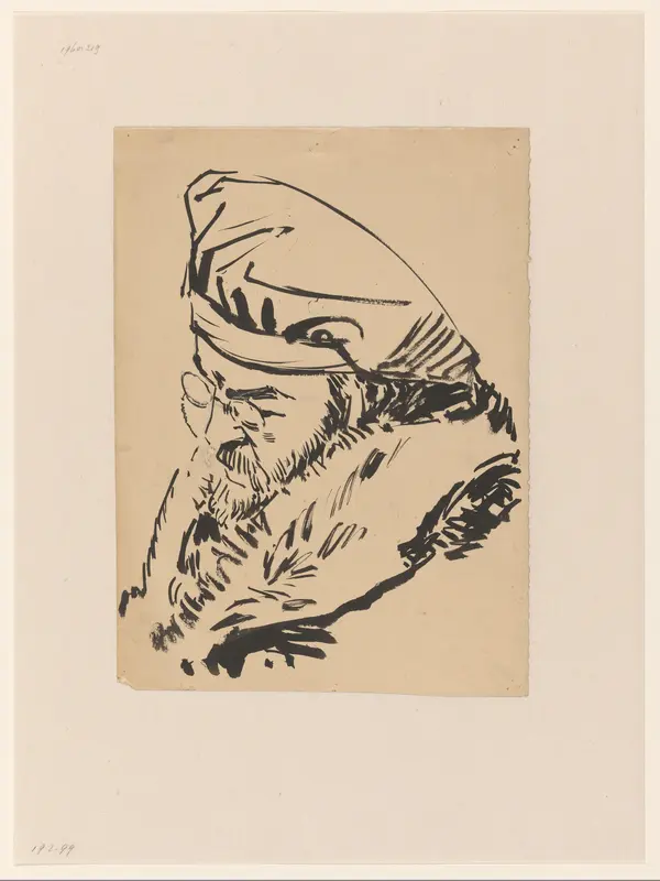 Borstbeeld van F. Schmidt-Degener in bontkraag en met baskische muts Wall Art by Marius Richters - High-Resolution Digital Print